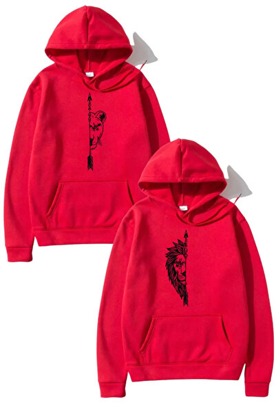 Unique Combinație de leu masculin și leu feminin - Hanorac cu design pentru c...