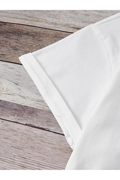 Jose Clothing Μπλουζάκι Unisex Λευκό εμπριμέ από οργανικό βαμβάκι Oversize κοντό μανίκι