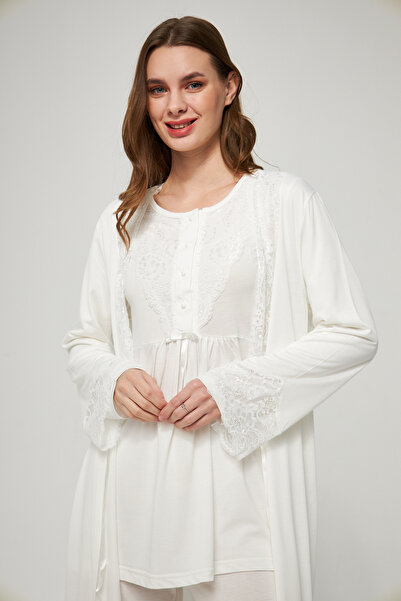 LORIAN'S Ecru Women's Maternity and Maternity Pajamas Set 3 Pieces