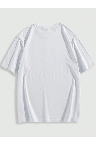 Jose Clothing Μπλουζάκι Unisex Λευκό εμπριμέ από οργανικό βαμβάκι Oversize κοντό μανίκι