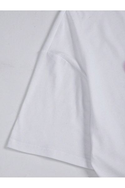 Jose Clothing Μπλουζάκι Unisex Λευκό εμπριμέ από οργανικό βαμβάκι Oversize με κοντό μανίκι