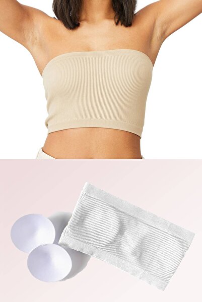 BENİMOLMALI Cotton Seamless Bustier Crop Cotton Blouse with Support Pads Crop...