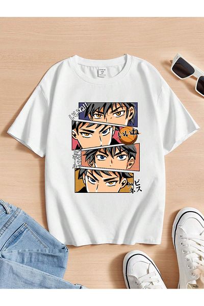 Jose Clothing Μπλουζάκι Unisex Λευκό εμπριμέ από οργανικό βαμβάκι Oversize με κοντό μανίκι