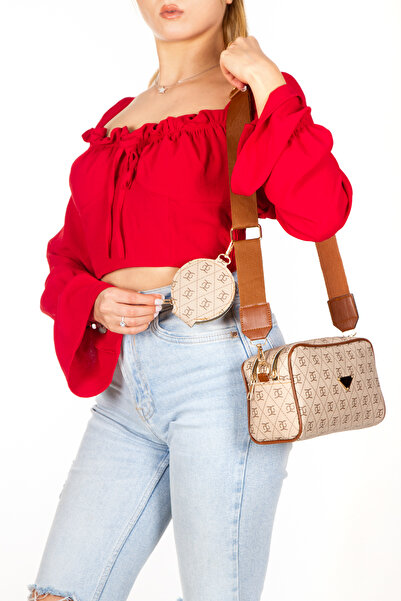 Adelina Bags Dámská vzorovaná taška přes rameno s detailem peněženky a křížovým popruhem