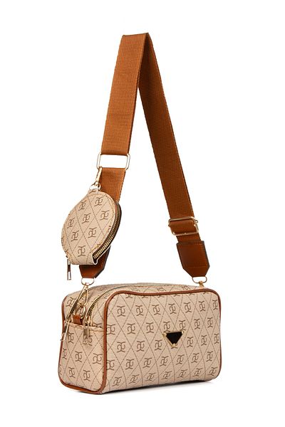 Adelina Bags Geantă de umăr cu model pentru damă, cu detaliu portofel și curea încrucișată