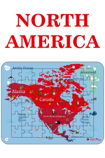 gift plus Ahşap Eğitici Dünya Haritası Puzzle Yapboz 6'li Set 288 Parça