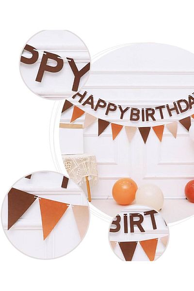 Partifabrik Eva Happy Birthday And Triangle Coffee Wall Decorated 2 Pieces Retro 4 latex balloons