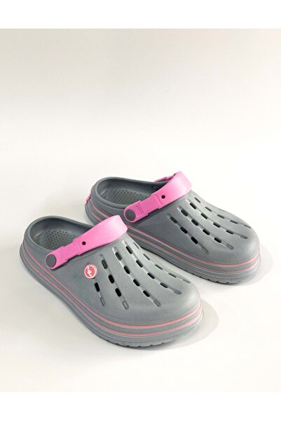 Akınal Bella Gray Pink Women's Hospital Home Cross Closed Front Eva Slippers - Gray - 36