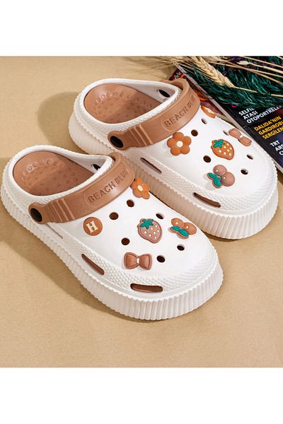 Hızlı Al EVA FRONT Closed DOUBLE SOLE GARDEN BATHROOM HOSPITAL COOKER SLIPPERS CROSS (5 FIGURES)