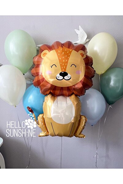 Partifabrik مجموعة بالونات معكرونة بطابع سفاري الأسد