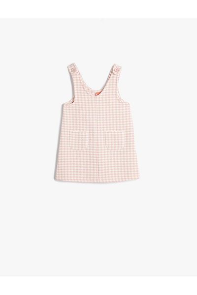 Koton Baby Girl Tweed Salopette Φόρεμα με τσέπες