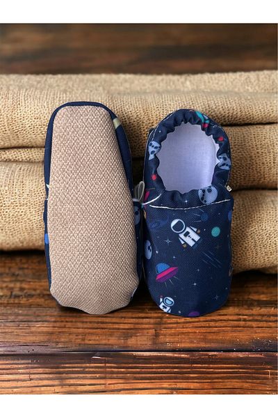 Kokopatik ,Non-Slip Sole,Organic Cotton Home Nursery Booties,Astronaut Pattern Booties