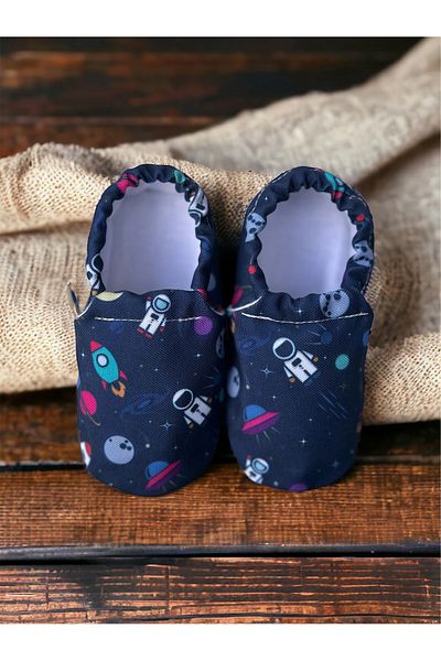 Kokopatik ,Non-Slip Sole,Organic Cotton Home Nursery Booties,Astronaut Pattern Booties