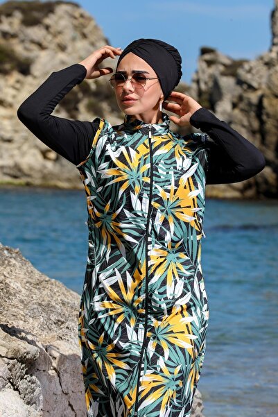 SEBOTEKS Μαγιό με τροπικό σχέδιο μακρύ γυναικείο μαγιό 2374