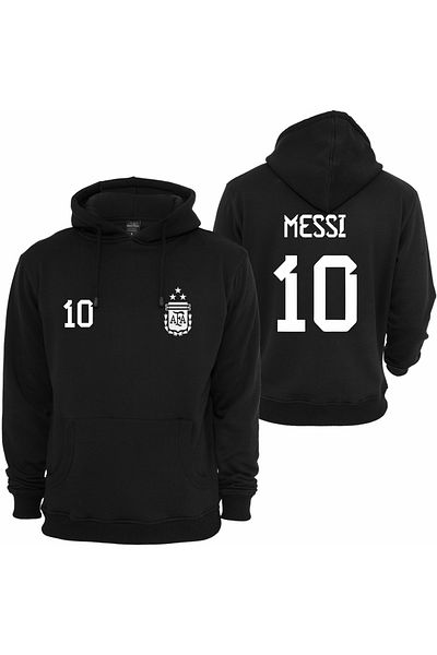 venüsdijital Argentina National Team Lionel Messi 2022 World Cup Design Black Hooded Sweatshirt