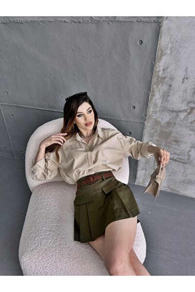 LB Laluna Butik Жіноча шапка з детальним поясом плісировані шорти спідниця