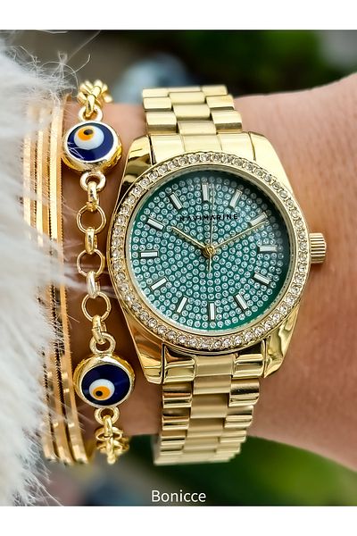 Navimarine Brand Steel Strap Rose Color Women's Wristwatch + Bracelet