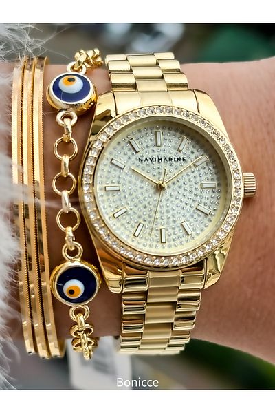 Navimarine Steel Cord Yellow Color Women's Wristwatch Bracelet