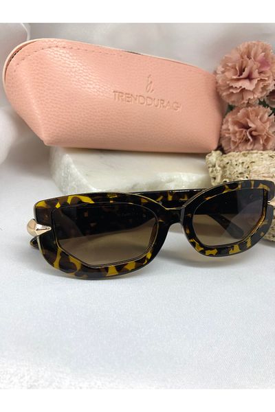 Di Caprio Gali Gold Detailed Leopard Women's Sunglasses