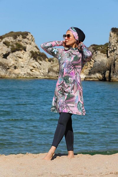 SEBOTEKS Μαγιό Hijab με εξωτικό σχέδιο 2275