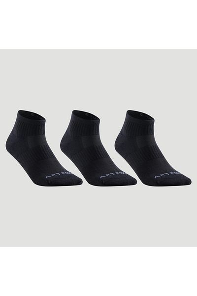Decathlon Спортни чорапи ARTENGO - Средни чорапи - 3 чифта - Черни - RS500 Mid