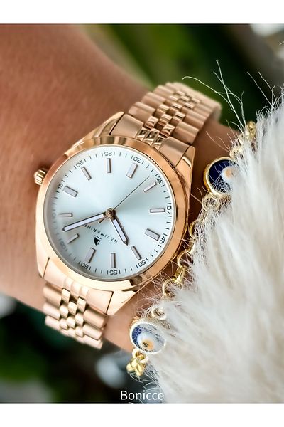 Navimarine Brand Rose Steel Cord Waterproof Women's Wristwatch with Bracelet Gift