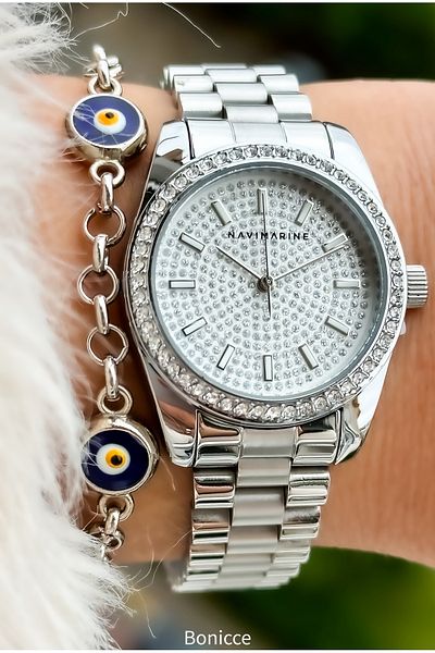 Navimarine Brand Steel Cord Silver Color Women's Wristwatch Bracelet