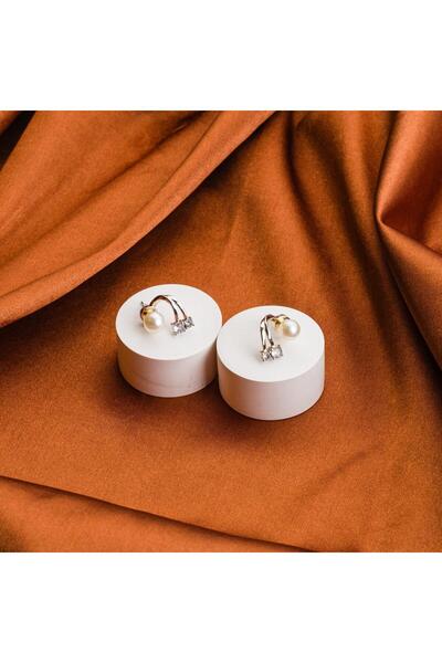 toptanhanem İnci Detay Çift Taşlı Zirkon Küpe | Gümüş Renk Günlük, Spor ve Özel Günler İçin