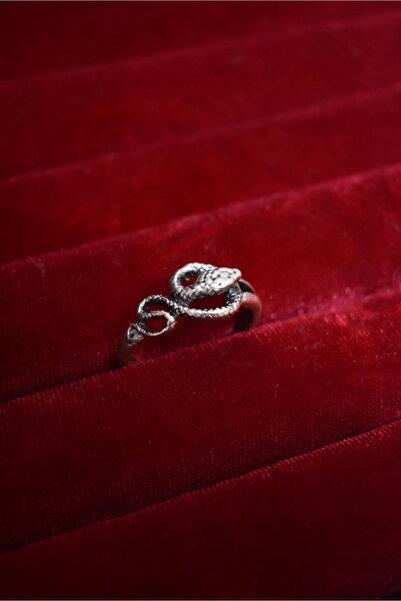 takimaster Küçük Yılan Model Unisex Ayarlanabilir Metal Gümüş Kaplama Yüzük