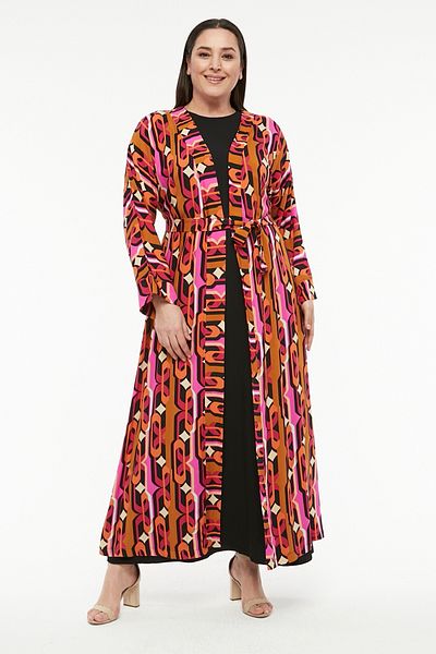 BW BEST WOMAN VISKOSE FABRIC PATTERNED ABAYA SET