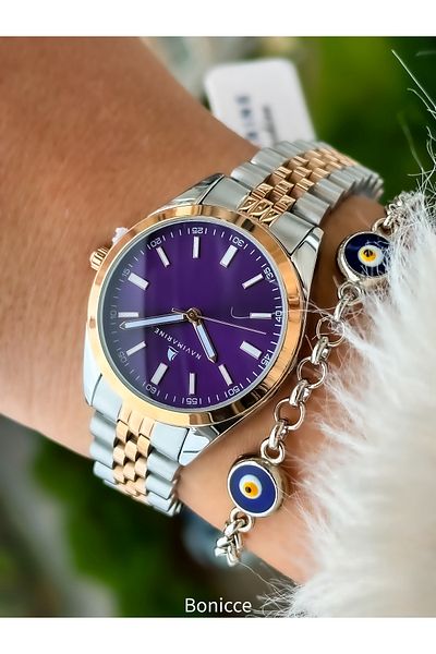 Navimarine Brand Waterproof Silver Color Women's Wristwatch + bracelet