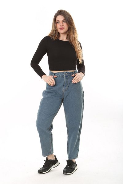 Şans Blugi de damă Plus Size, albastru, cu 5 buzunare, fără lycra 65N37599