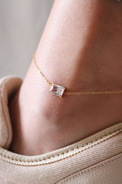 TWO PERLA BAGETTE SINGLE GOLD STEEL ANKLE
