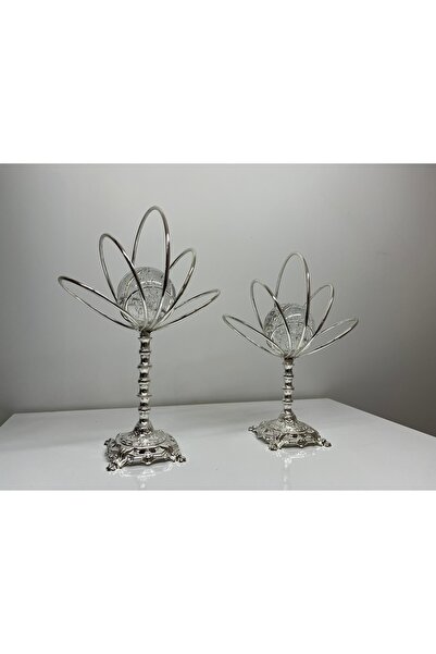 asellus Life Inspired 2'li Cam Küreli Gümüş renk Dekorasyon Set ağaç temalı e...