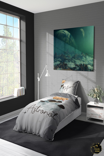 Talia Home Cute Astronaut Bear Patterned Children's and Baby's Room Bedding Set TLAN-316