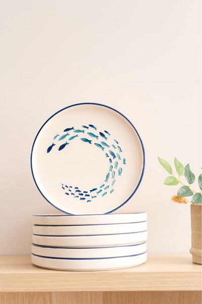 Kevin Seramik Hand Made Marin 6-Piece Special Design Stackable Cake Plate Set