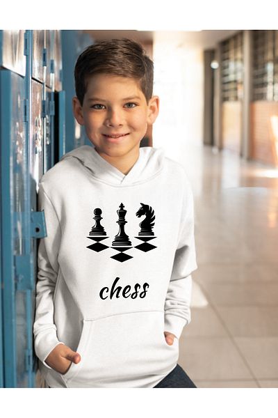 AEMİ Hanorac cu glugă pentru copii Chess Hanorac cu glugă unisex
