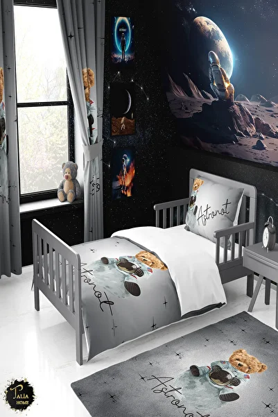 Talia Home Cute Astronaut Bear Patterned Children's and Baby's Room Bedding Set TLAN-316