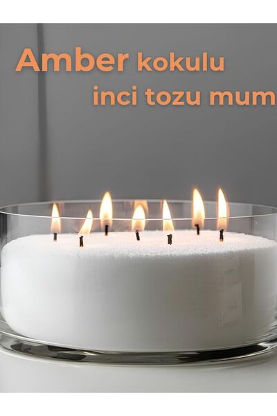 MİADA Amber Kokulu Esanslı Inci Tozu Mum Fitil Hediyeli Sonsuzluk Mumu 1kg Mi...