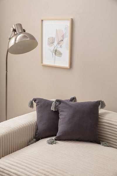 SWITA Home Design Διπλό Διακοσμητικό Φουντωτό Κάλυμμα Μαξιλαριού Γκρι 43x43