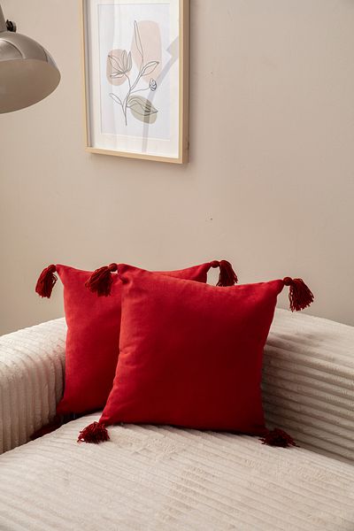 SWITA Home Design Dublu Decorativ Tufted Throw Perna Tigla 43x43
