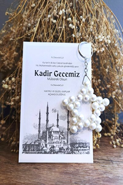 Emtory Home 10 Adet Nostalji Kartlı Kadir Gecesi Hediyesi - İnci Anahtarlık -...