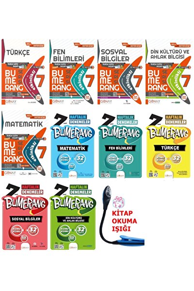 Günay Yayıncılık Günay 7. Sınıf Tüm Dersler Bumerang Etkinlik Konu Ve 32 Haftalık Deneme Tam Set + Kitap Ok