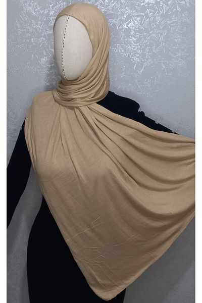 Soy mejor 101 Gold Beige Hijab Combed Cotton Plain Shawl