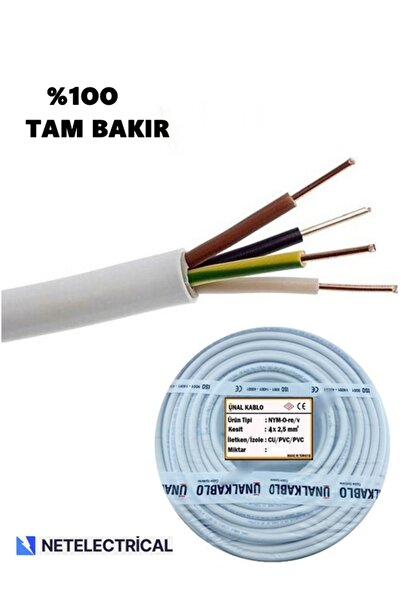 ünal kablo 4x2.5 Nym Antigron 25 Metre Kaliteli %100 Tam Bakır Kablo