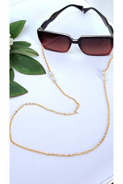 Best Sisters Takı Tasarım Pearl and Gold Women's Glasses Strap