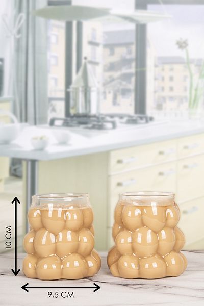 Lizzy 2 Grape Model Borosilicate Cocktail and Cold-Hot Coffee Glass with Straw as Gift 350 Ml