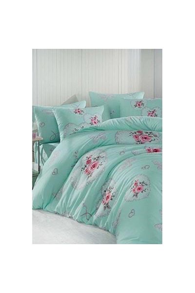 Cotton Life مجموعة بيكيه مطبوعة مزدوجة أليس مينت