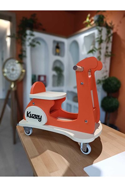 Baykuş Craft Mimarlık Ahşap Retro Baby Vespa Scooter - Ahşap Denge Bisikleti - Ahşap Bebek Oyuncağı