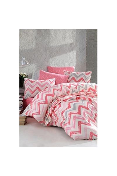 Cotton Life Διπλό Σετ Πικέ με στάμπα Chevron Pink